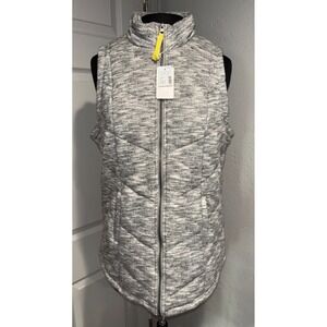NWT Maurices In Motion Quilted Vest Size L Gray Marled Heather Full Zip Pockets